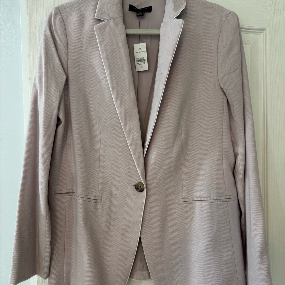 Ann Taylor Tan Herringbone Blazer NWT